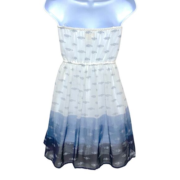 Mudd Blue Ombre Tube Dress S Boho Cottagecore Crochet Sheer Lined Feminine Y2K - Picture 2 of 7